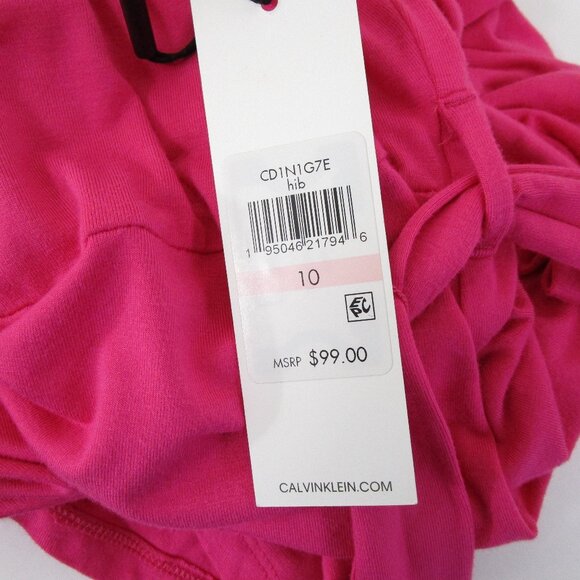 Calvin Klein Womens Solid Pink Belted Faux Wrap A-line Short Sleeve Dress 10 - Picture 11 of 13